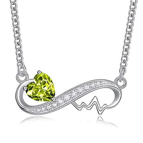 Forever Love Infinity Pendant Necklace for Women Her, 925 Sterling Silver Heartbeat Medical Graduation Nurse Appreciation Jewelry, Anniversary, Valentine, Mother Day, Christmas Gifts for Wife, Girlfriend, Mom