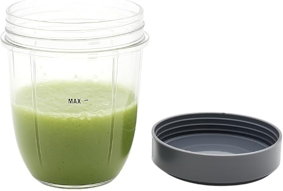 Blender Cups and Flat Lids Replacement Parts Compatible with Nutribullet Cups Blender Juicer 600W, 900W,18OZ Cup, Stay-Fresh Resealable Lids with Gasket and Replacement Cup (1 Pcak)