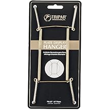 Tripar Wall Plate Hanger, Brass Wire (10-14 Inch) - Durable, Flexible Coils Conform to Most Plates - Holds Up to 2lbs on Wall - Features Clear Coated Vinyl Tips and Sleeves to Prevent Scratches.