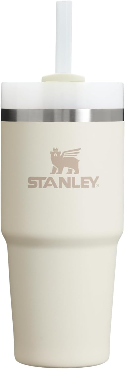 Stanley Quencher H2.0 FlowState Paslanmaz Çelik Vakum Yalıtımlı Bardak Kapaklı ve Pipetli Su, Buzlu Çay veya Kahve, Smoothie ve Daha Fazlası için, Krem 2.0, 396 ml