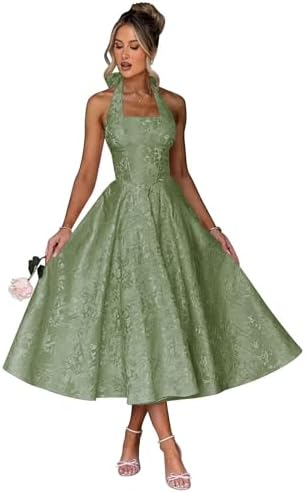 Jacquard Satin Midi Dresses for Women 2025 Sweetheart A-Line Prom Cocktail Gown