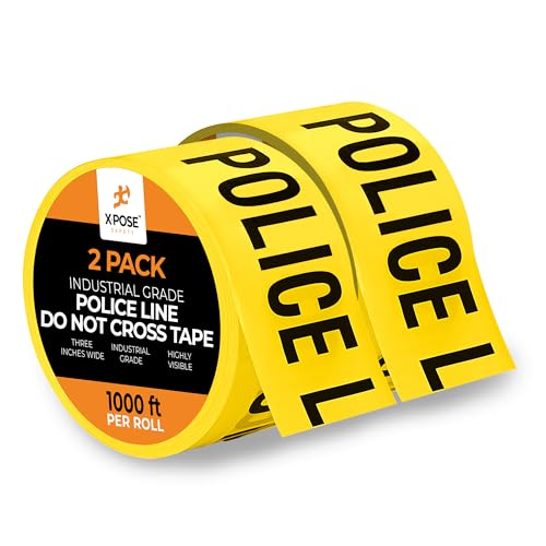 Xpose Safety Yellow Police Line Do Not Cross Tape 2 Rolls 3 x 1000 High-Visibility Barricade Tape for Construction Sites, Hazards, Crime Scenes