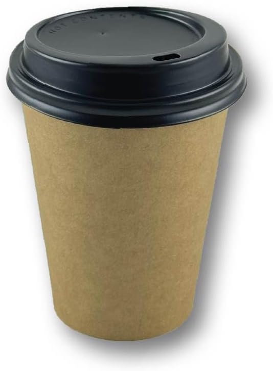 14 OZ Kahverengi Kraft Kapaklı Baskısız Karton Sıcak Kahve Bardağı 100 Adet