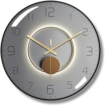 14 inches PVC Wall Clock Narrow Frame Tempered Glass Cover Mute Movement Metal Pointers Simple Style (White)