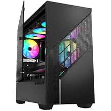 XLTFUC Mid-Tower M-ATX/ITX Computer Case, Split Cabinet Structure, Tempered Glass Side Panel, Grid Front Panel Vertical GPU Bracket(Black)