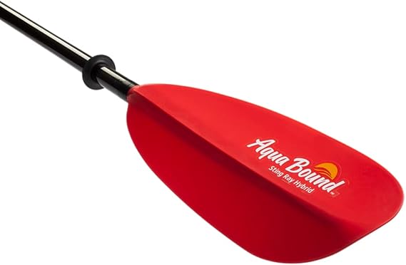 AQUA BOUND Sting Ray Hybrid Kayak Paddle - Carbon Shaft/Composite Blade, 2 Piece (Versa-Lok), Sunset Red, 240-255 cm