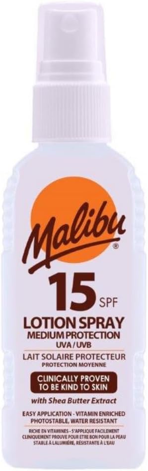 Malibu Sun SPF 15 Sun Lotion Spray, Vitamin Enriched, 100ml