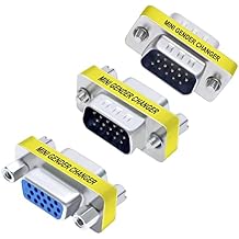 DTECH 3-Pack VGA Connector Female to Female Gender Changer Male to Female Adapter, Male to Male Coupler