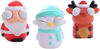 Santa Elk Snowman Squeeze Decompression Toys, Sensory Fidget Toys, Squishes Stress Relief for Kids Adult 1 Pc, Eyes Closed