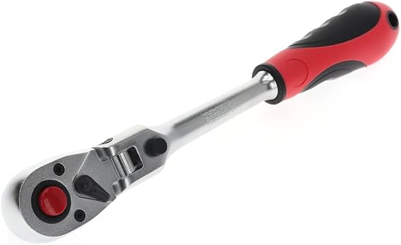 GEDORE red Gelenk-Umschaltknarre mit ergonomischem 2K-Griff Druckknopfauslösung Feinverzahnung mit 72 Zähnen 1/2 Zoll Stahlrohr Rot/Schwarz