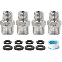 1/2" NPT Male to 3/8" NPT Male Reducing Hex Nipple, Josaton 304 Stainless Steel Pipe Fitting Reducer Nipple Adapter Straight High Pressure Hose Connector for Gas, Oil, Water, and Fuel Applications