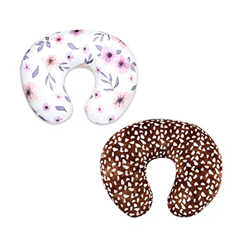 GFU Nursing Pillow Cover for Baby Boys and Girls, Minky Breastfeeding Pillow Case for Newborn, Soft Breastfeeding Pillow Slipcover, Fit for Standard Infant Nursing Pillows