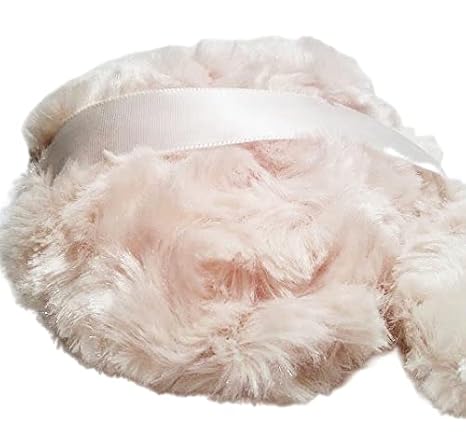 Silky Ivory (formerly tan) or Pale yellow Rosebud Powder Puff for Dusting Powder - Medium 4 1/2 Inch Diameter
