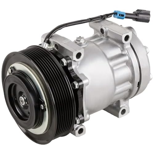 AC Compressor & 140mm 8 Groove AC Clutch For Freightliner Replaces SKI4543S Sanden SD7H15 4082 4543 w 12v 2-Wire Coil - BuyAutoParts 60-03347NA New
