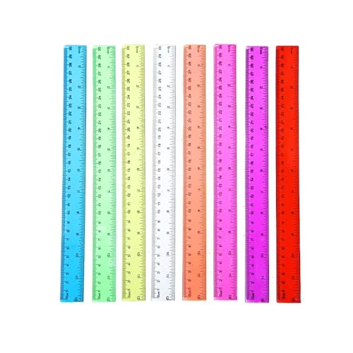 Ruler 12 Inch,Kid Rulers for School,Rulers Bulk for Classroom 8 Pack