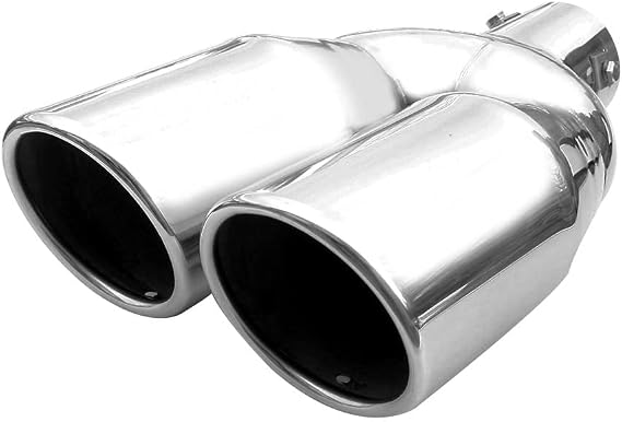 Double Dual Twin Exhaust Twin Tip Trim Car End Pipe Tail Sport Muffler Stainless Steel Chrome Universal