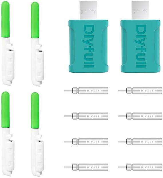 Alessia Cara MEEYO LED Fishing Glow Sticks with Rechargeable CR425 Battery and Battery Charger, Night Fishing Bite Indicator Waterproof Strike Alert Bite Alarm for Rod Tips (Green, 4)