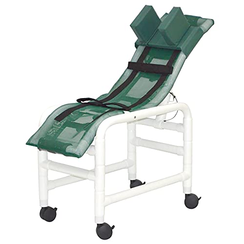 MJM International 191-MC-HB Reclining Bath Chair Medium with Casters and Head Bolster, Royal BlueForest GreenMauve