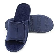 Magtoe Adjustable House Slippers for Men Soft Open Toe Breathable Indoor Slip on Mens Slides Sandals with Memory Foam for Home Bedroom,All Seasons