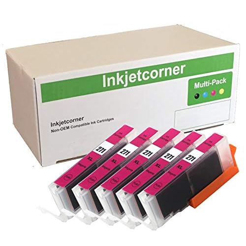 Inkjetcorner Compatible Ink Cartridge Replacement for CLI-271 CLI-271XL for use with MG5700 MG6800 MG6822 MG7720 TS5020 TS6020 TS8020 Magenta, 5-Pack