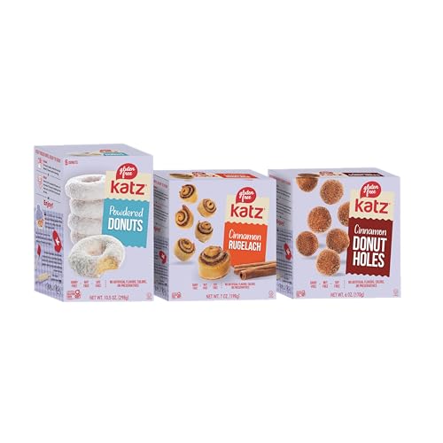 Katz Gluten Free Variety Pack, Cinnamon Rugelach, Powdered Donuts, And Cinnamon Donut Holes, Dairy Free, Nut Free, Soy Free, Kosher 1 Pack of each