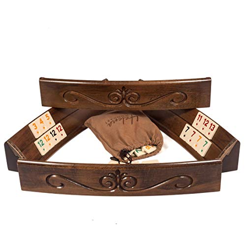 Helena Wood Art Hand Carved Elliptic Rummy Game Set - Oval Wooden Rummy Game Set