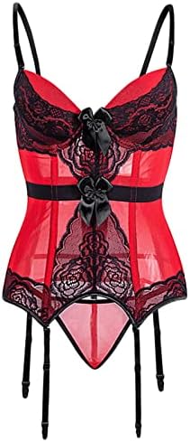 Sexy Corset Lingerie for Women Lace Bustier Boudoir Outfits with Garter Belts Plus Size Push Up Lingerie Set