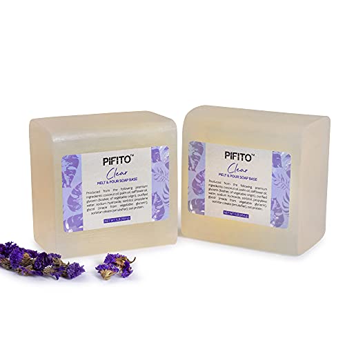 Pifito Clear Melt and Pour Soap Base 2 lb Premium 100% Natural Glycerin Soap Base Luxurious Soap Making Supplies