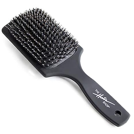 Black Brush by The Hair Shop - Nylon and Boar Bristles for Scalp Massage, Detangling, Shine and Hair Growth, Safe for All Hair Types, Extensions & Wigs