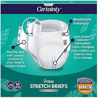 Walgreens Certainty Unisex Stretch Briefs, Large/X-Large 16.0ea