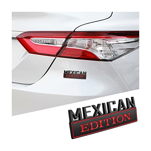 zipelo Mexican Edition Emblem for Car, 3D Car Letters Metal Material Sticker, Auto Side Fender Rear Bumper Badge Decoration Decals, Vehicle Exterior Accessories for SUV Truck BlackRed