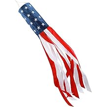 HOOSUN 4th of July Decorations,60 Inch American Windsock Heavy Duty,Wind Socks for Outside Patriotic Memorial Day Decor,American Flag USA Windsock With Embroidered Stars,Red White and Blue Wind Sock