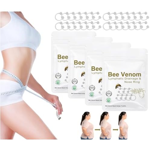 Bee Venom Nasal Oil Ring, Lymphatic Drainage Nose Rings Nasal Diffuser, Bee Venom Nose Ring Firming Nasal Oil Ring Nasal Inhaler, Accelerate Basal Metabolism 4 Bags28 Pcs