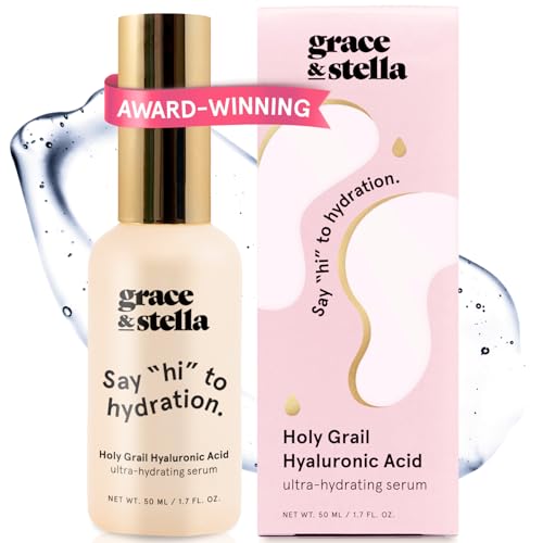 grace & stella Award Winning Hyaluronic Acid Serum 50ml1.7 fl oz Hydrating Hyaluronic Acid Serum for Face - Acido Hialuronico for Women - Remove Fine Lines, Wrinkles, Anti Aging - Vegan Skincare