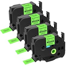 4 Pack Esaytool Replacement for TZe-D41 TZeD41 TZD41 18mm 0.7inch Black on Green Fluorescent Laminated Compatible with P-Touch PT-D400 PT-D410 PT-D600 PT-D610BT PT-D460BT Label Marker