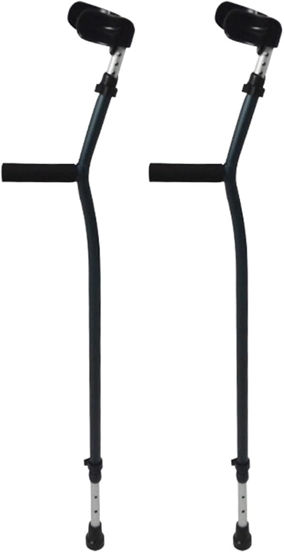 Adult Forearm Crutches Lightweight Foldable Crutches with 10-Position Adjustment, Walking Stick with Anti-Slip Base and Comfortable Grip, for Seniors Disabled Elderly, x2 Units