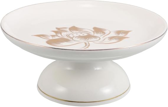 Ceramic Fruit Bowl Lotus Pattern Display Bowl for Kitchen Counter Offering