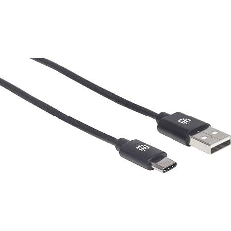 MANHATTAN MH USB 2.0 Type A to USB C Cable, 3 M, 480 Mbps, Black