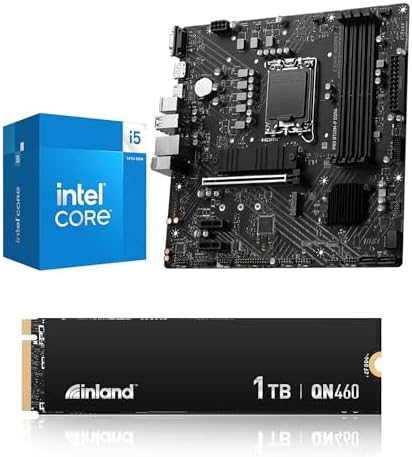 Micro Center 3 in 1 Combo: Intel core i5-14400 Desktop CPUw/MSI PRO B760M-P DDR4 ProSeries Motherboard and Inland QN460 1TB NVMe SSD