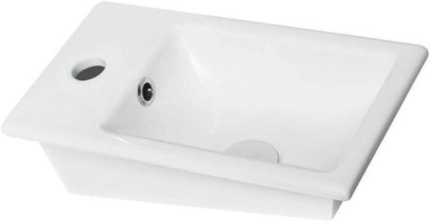 CeraStyle 071000-U-One Hole Mini Rectangle Ceramic Self Rimming Sink, White