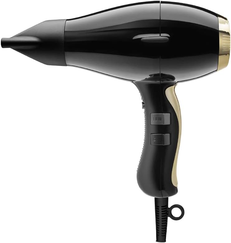 Elchim 3900 Healthy Ionic Black &amp; Gold Hair Dryer - Professional Hair Dryer Made in Italy - Lightweight and Silent, 30% Reduced Drying, 2400W