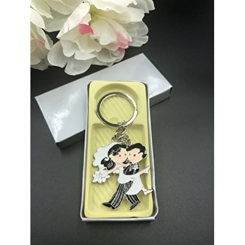 12- New Wedding Favors Couple Party Keychains Giveaways Llaveros Recuerdos De Boda