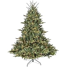 4FT Prelit Christmas Tree, Premium Douglas Fir Christmas Tree with 673 Branch Tips & 150 Lights, Pre Lit Hinged Xmas Tree with Metal Base for Holiday, Home, Party Decoration, PE+PVC Fake Tree