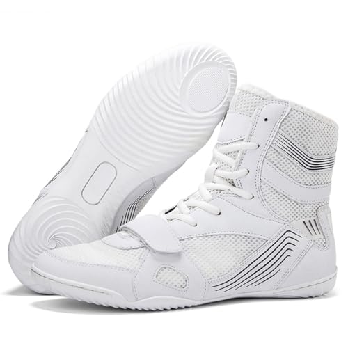 Mens High Top Boxing Shoes Wrestling Boots Lightweight Breathable for Weightlifting, Bodybuilding, Deadlift Powerlifting Gym Sports Training
