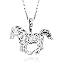 Sterling Silver Open Filigree Horse Pendant Necklace, 18"