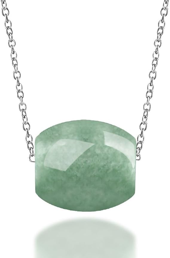 Gixaxak Oval Jade Necklace Real Grade A Certified Burma Jadeite Natural Hetian Jade Green Donut Pendant Necklace 925 Silver Good Luck Necklace for Women