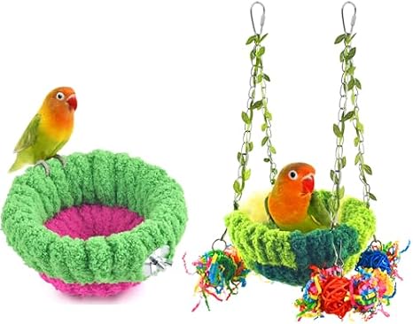KATUMO 2Pcs Bird Nest, Small Parrot Breeding Bed Parrotlet Snuggle Nest for Small Birds