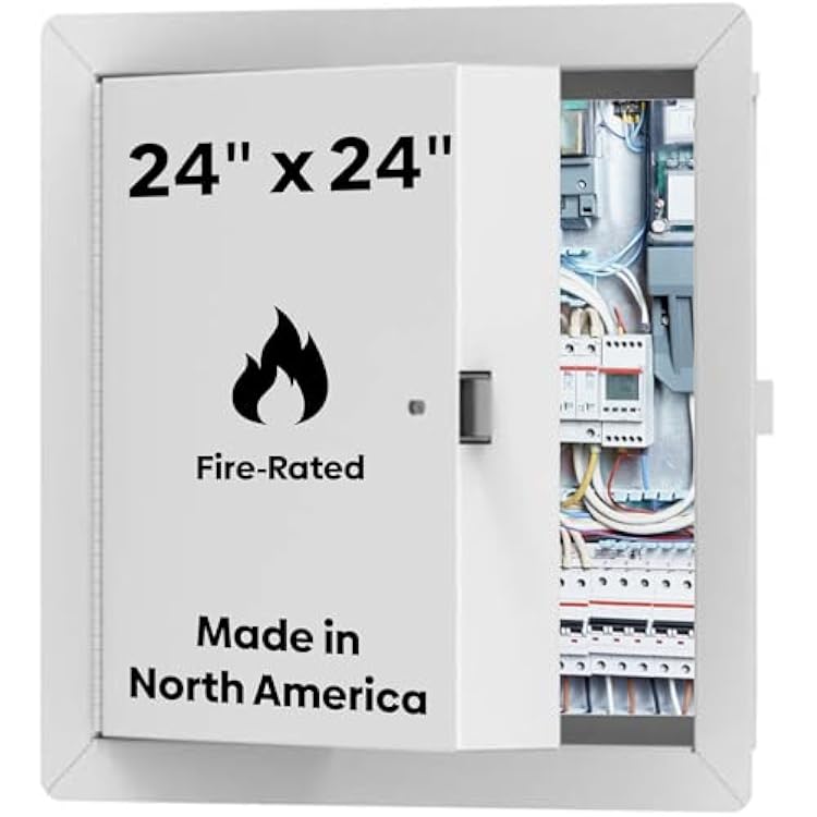 Best 24 x 24 Insulated Fire Rated Metal Access Door with Flange, LEED Compliant 20-Gauge Galvanneal Steel Wall Access Panel, 2 Mineral Wool Insulated Access Door for CeilingsWalls, White, BA-PFI