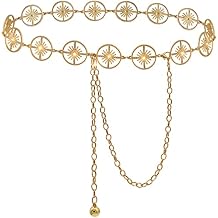 Glamorstar Chain Belts for Women Hollow Metal Waist Chain Belts Dress Belt for Her