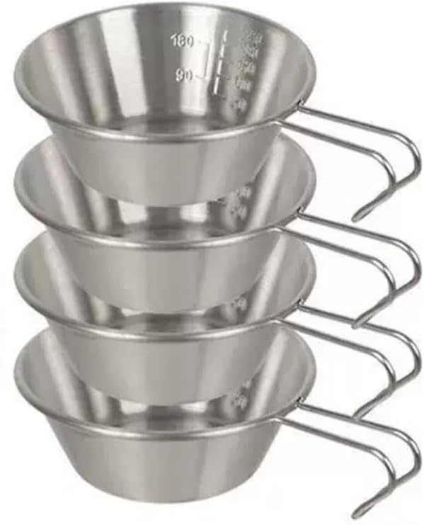 Camp Bowl Travel Sierra Cup Outdoor Portable Tableware Equipment 4pcs Set(18.6oz, 10.15oz),304 Stainless Steel Foldable & Lockable Handle Carry Sturdy Lightweight Picnic,Hiking, Backpacking Outdoor